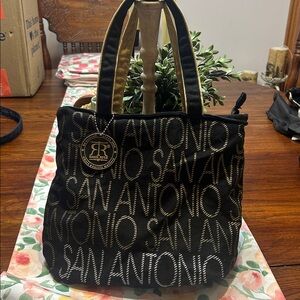 Robin Ruth Black and Gold Textured Canvas San AntonioTote